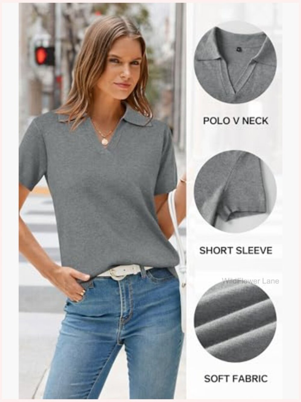 Women's Wool Blend Short Sleeve Knit Pullover Sweater Business Casual - Picture 5 of 7